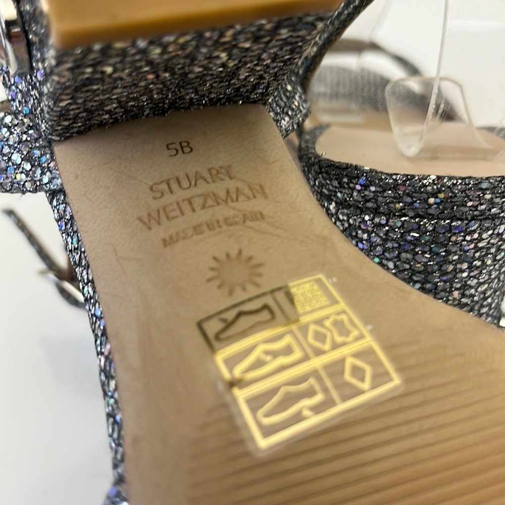 STUART WEITZMAN Alshn Crystal Embellished Block Heel Sandal in Aurora - Picture 13 of 16